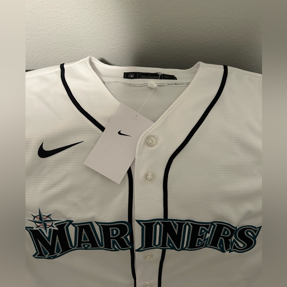 Nike Authentic Seattle Mariners MLB Baseball with Patch White Jersey Men’s Sz M - Picture 2 of 6